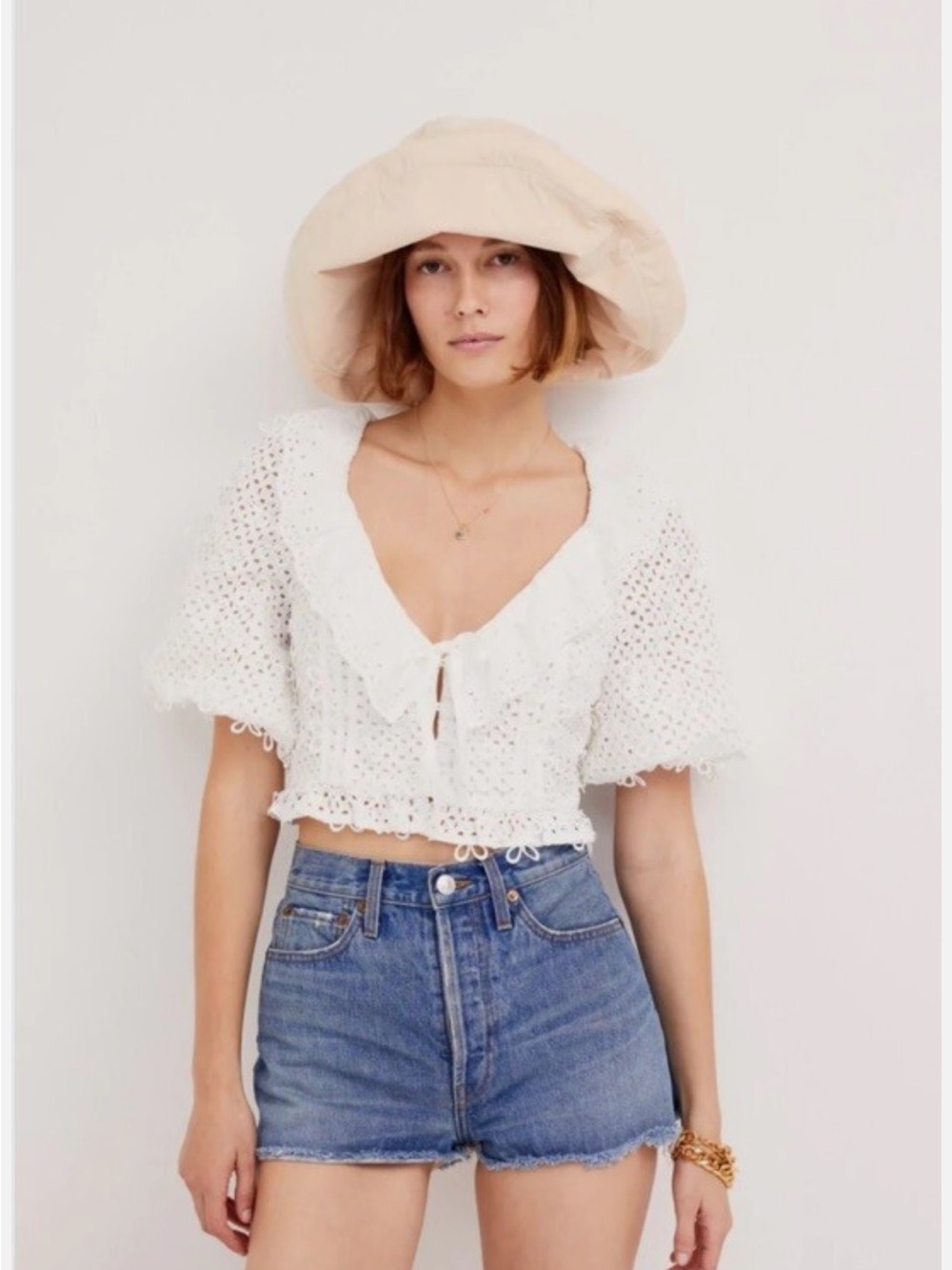 White Tie-Front Crop Top - Women